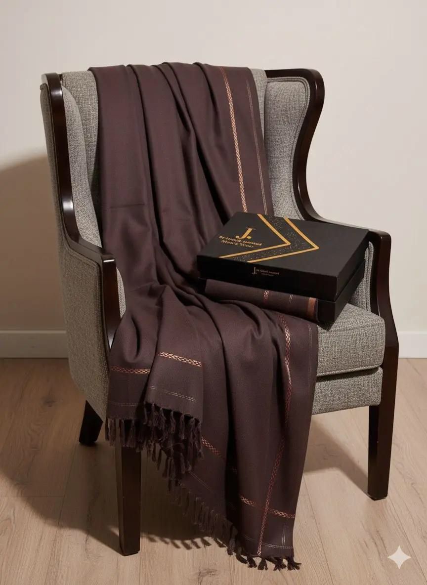 J. PREMIUM MEN,S’ SHAWL WITH J. BOX MEHROON (WA-844)