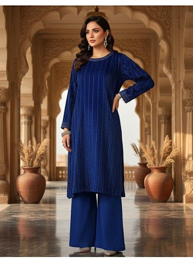 INDIAN LUREX CHAMKI VALVET 2PC (ROYAL BLU)