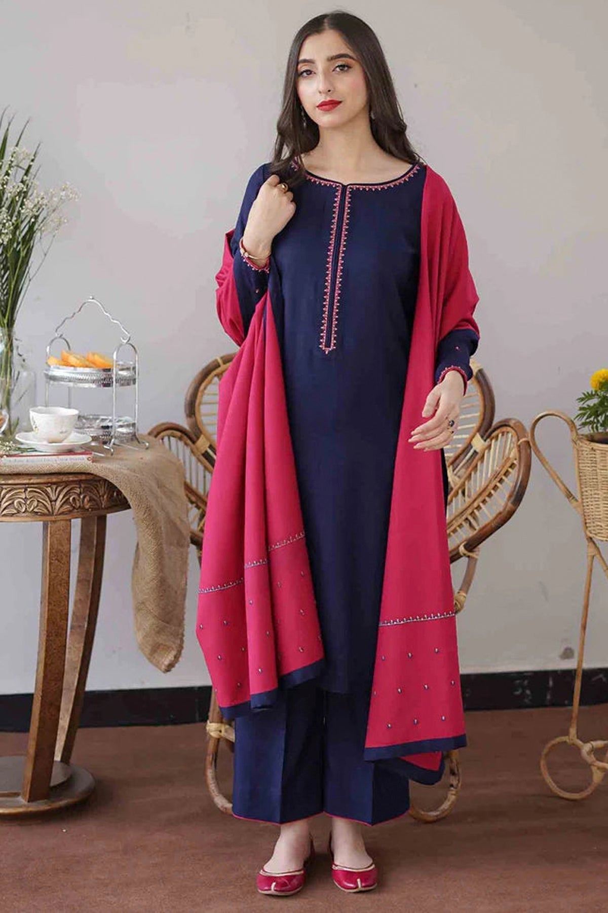 ASLING DHANAK EMBROIDERD UNSTICH 3pc (WA-389)