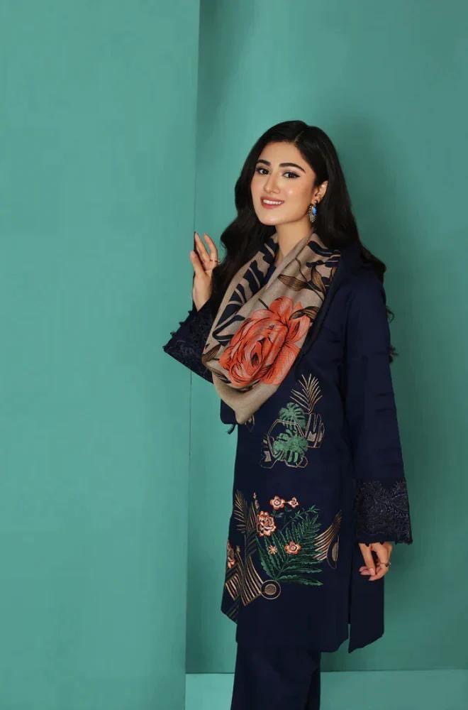 NISHAT DHANK EMBROIDERD UNSTICH 3pc (WA-368)