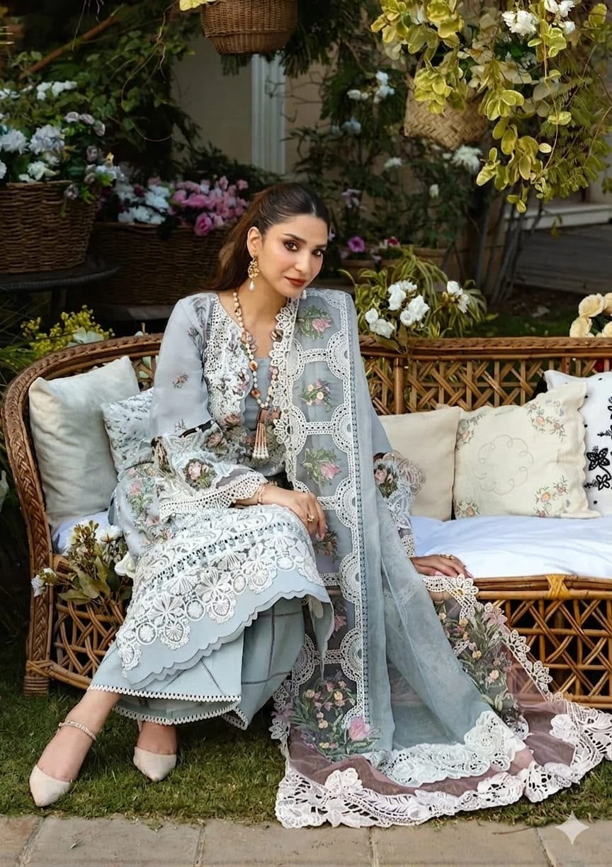 ELAF| EMBIODERD LAWN UNSTICHED 3PC |WA-910)