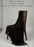 MICRO VALVET LADEIS SHAWL BEAUTIFUL STONE WORK BROWN (WA-89)