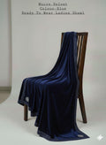 MICRO VALVET LADIES SHAWL BEAUTIFUL STONE WORK BLU (WA-330)