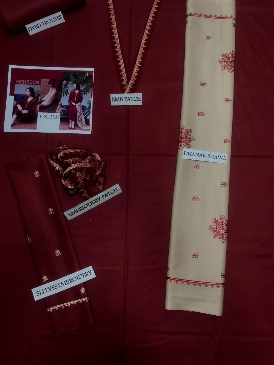 ASLING DHANAK EMBROIDERD UNSTICH 3pc (WA-180)