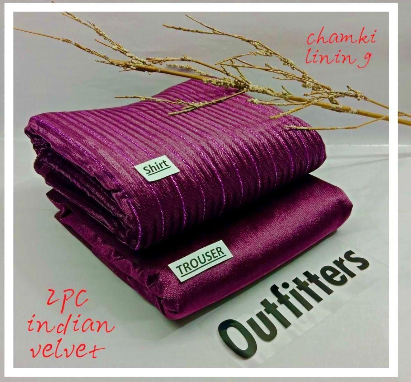 INDIAN LUREX VALVET CHAMKI 2PC (DARK PINK)