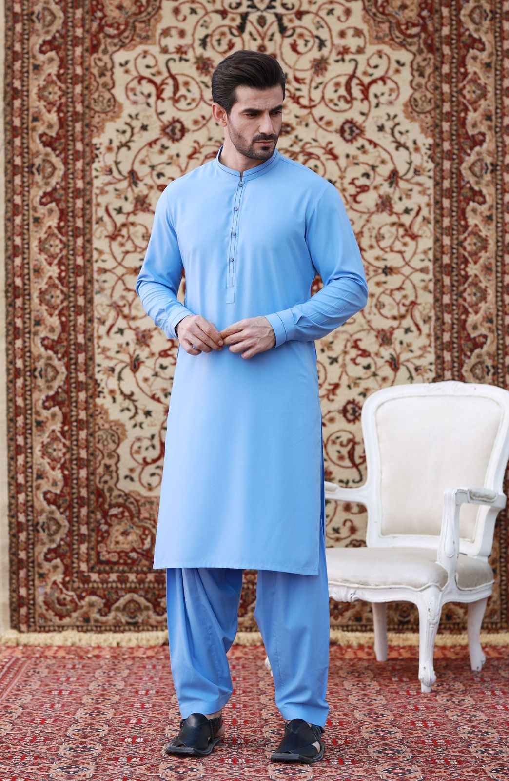 J. PREMIUM MEN’S’ WOOLAN WASH&WEAR (SKY BLU)