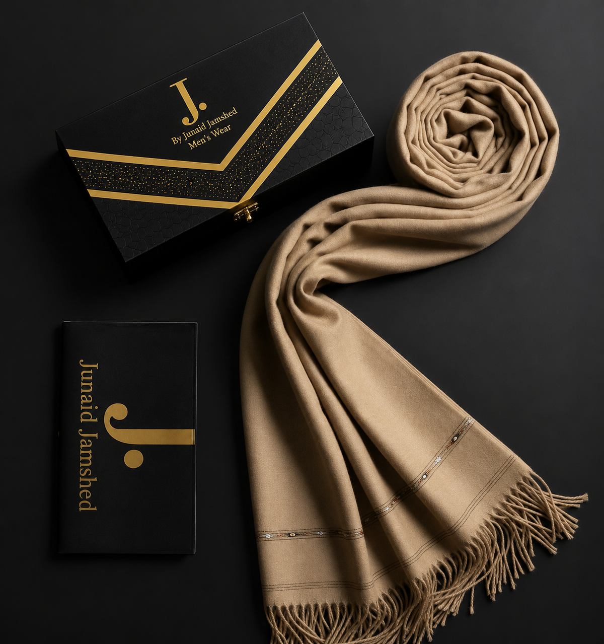 J. PREMIUM WHOOL SHAWL|U.U 457|CAMEL