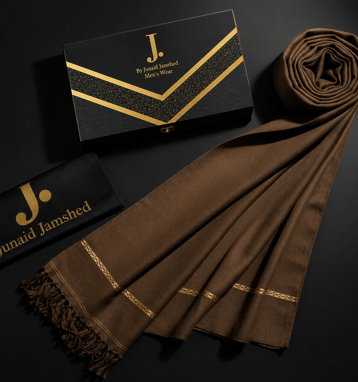 J. PREMIUM WHOOL SHAWL|UU-790|DARK BROWN