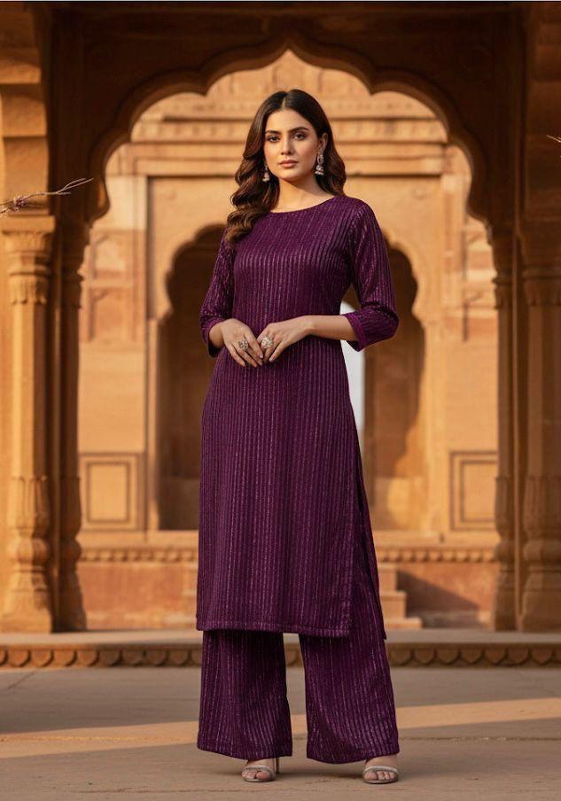 INDIAN LUREX VALVET CHAMKI 2PC (DARK PINK)