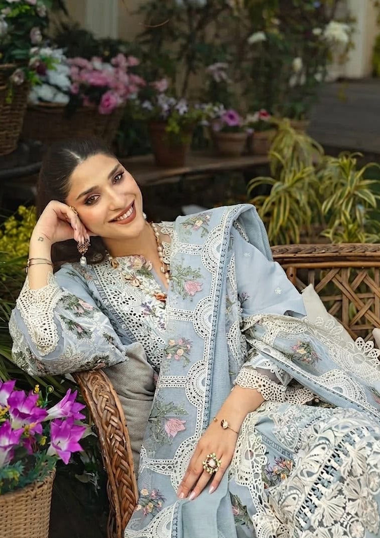 ELAF| EMBIODERD LAWN UNSTICHED 3PC |WA-910)