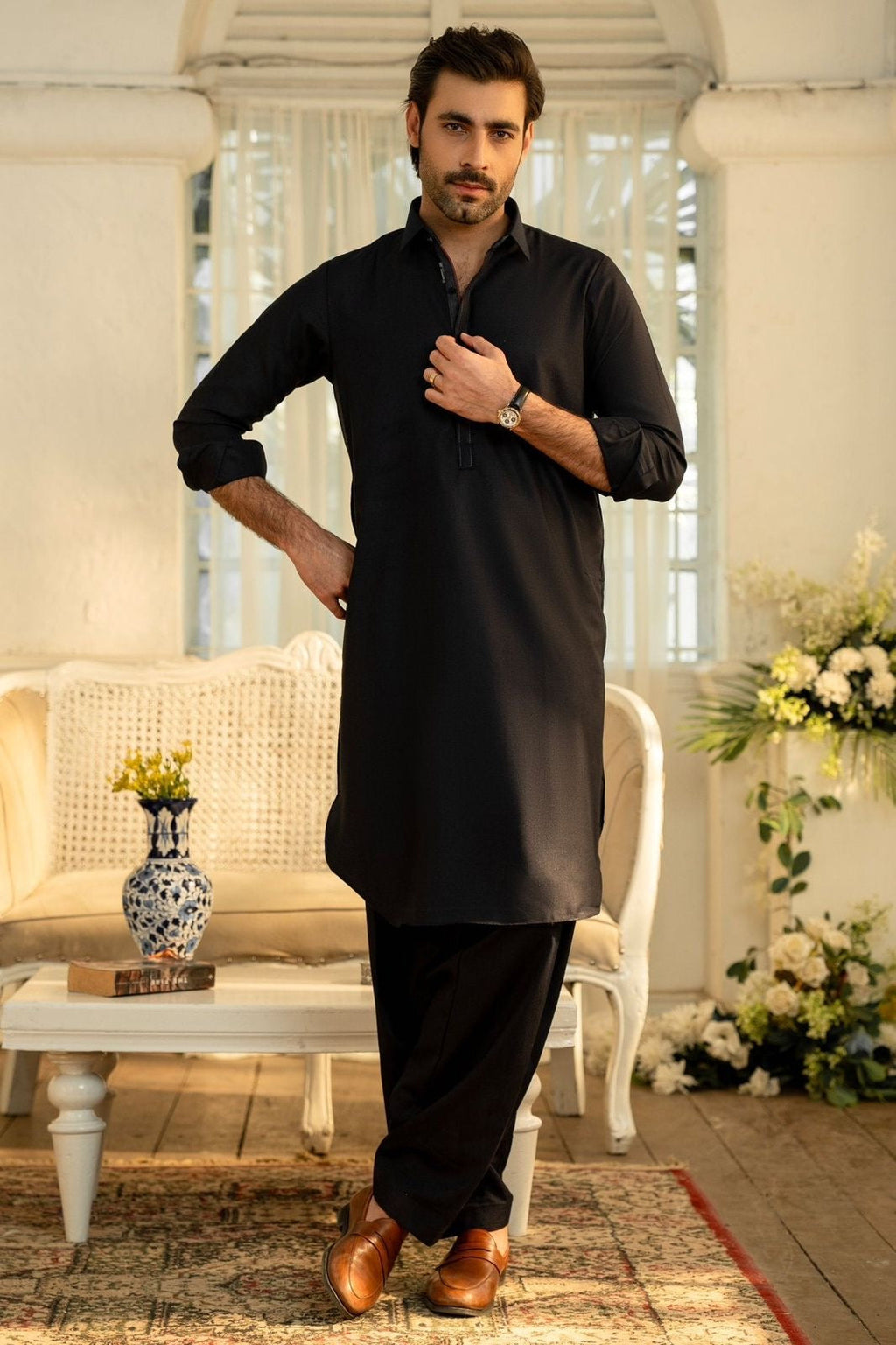 J. PREMIUM MEN’S’ WOOLAN WASH&WEAR (BLACK)