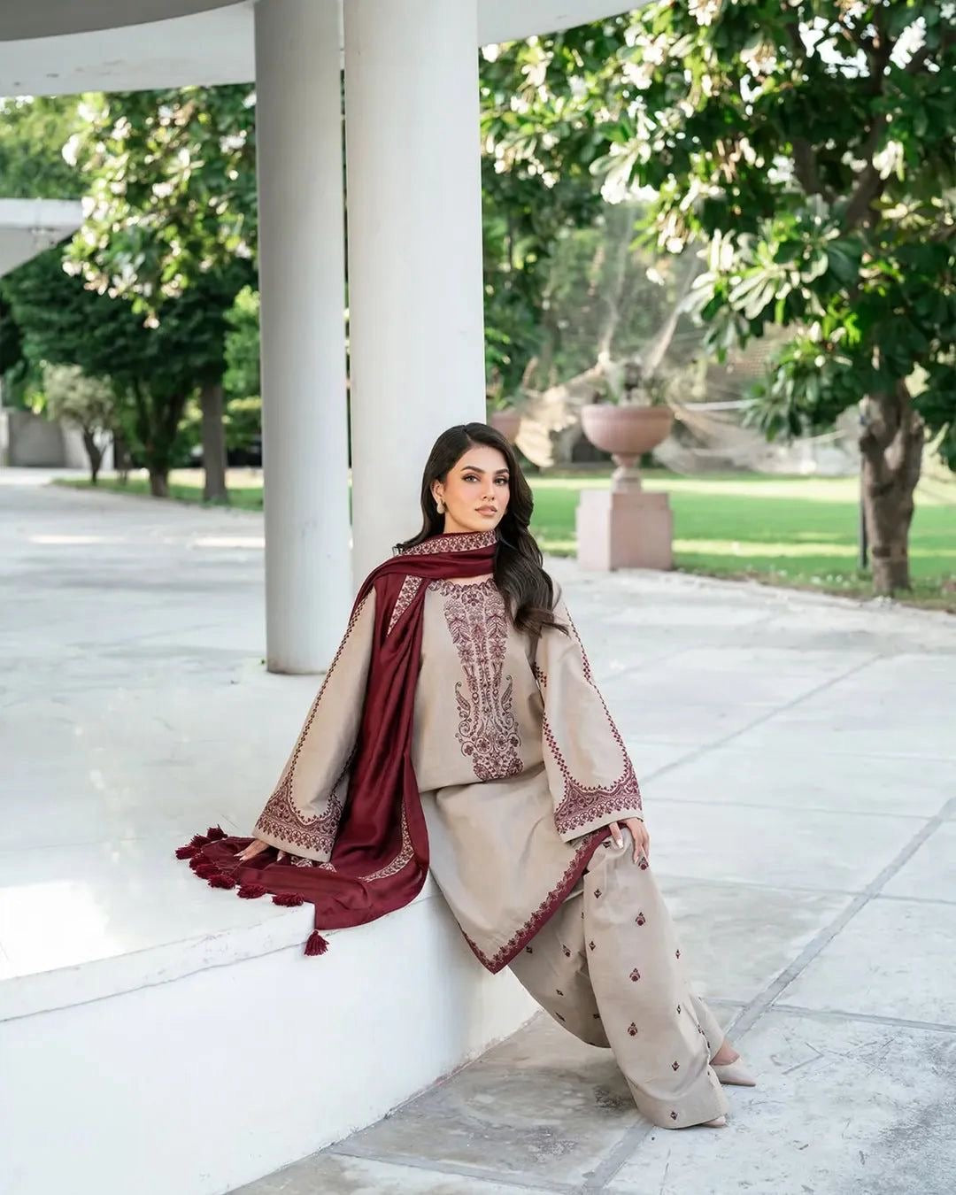 BAROUQE DHANK EMBROIDERD UNSTICH 3pc(WA-256)