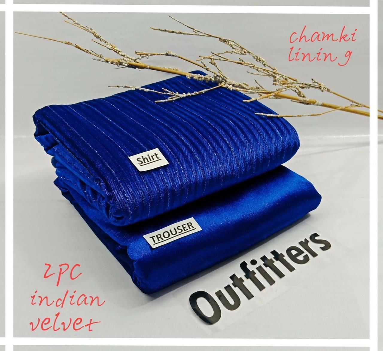 INDIAN LUREX CHAMKI VALVET 2PC (ROYAL BLU)
