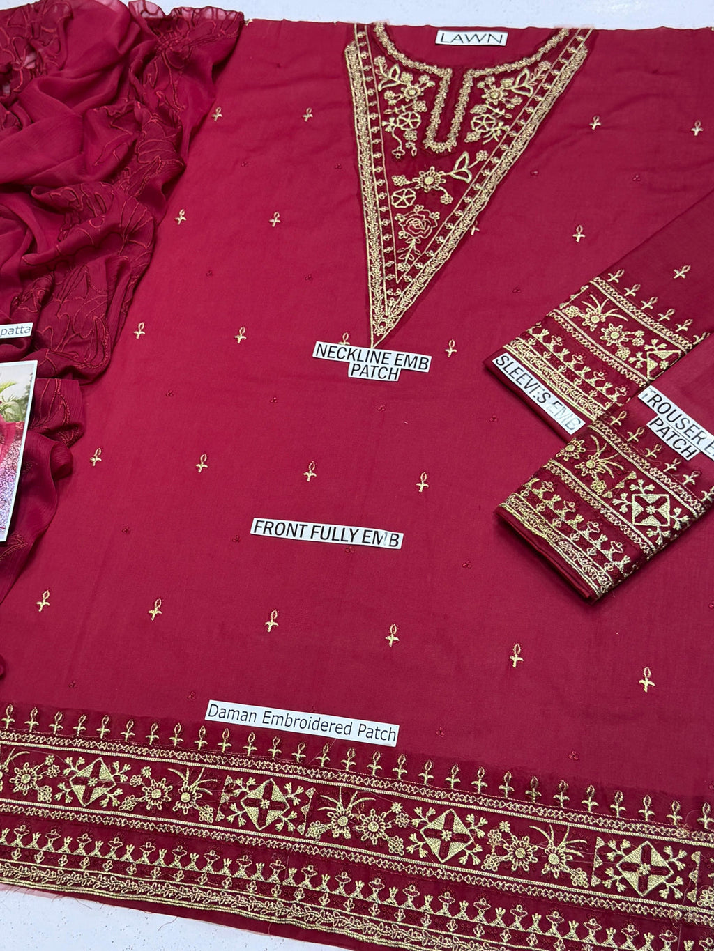 QALAMKAR| EMBROIDERD LAWN UNSTICHED 3PC (WA-530)