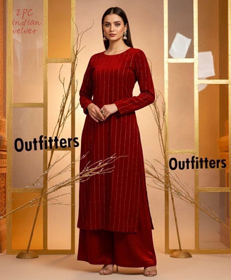 INDIAN LUREX CHAMKI VALVET 2pc (RED)