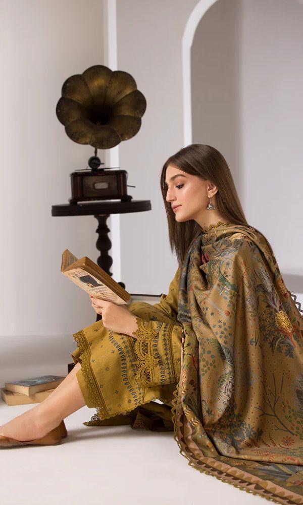 SOBIYA NAZIR-HEAVY EMBROIDERED DHANAK  UNSTICHED 3PC (WA-654)