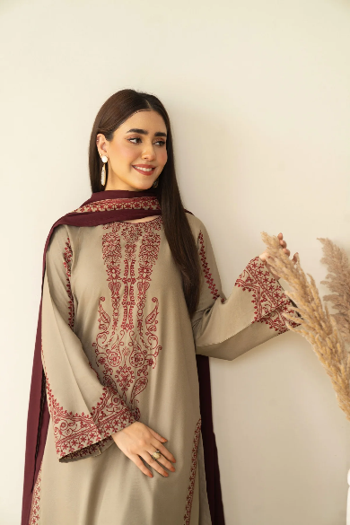 BAROUQE DHANK EMBROIDERD UNSTICH 3pc(WA-256)