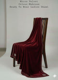 MICRO VALVET LADEIS SHAWL BEAUTIFUL STONE WORK MEHROON (WA-45)
