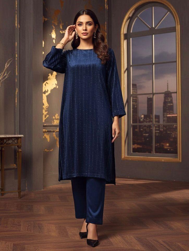 INDIAN LUREX CHAMKI VALVET 2pc (NEAVY BLU)