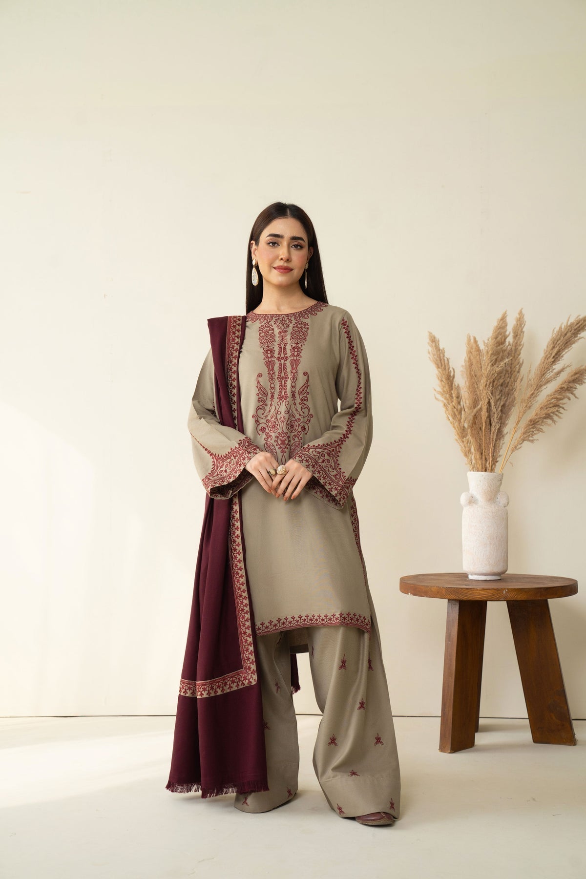 BAROUQE DHANK EMBROIDERD UNSTICH 3pc(WA-256)