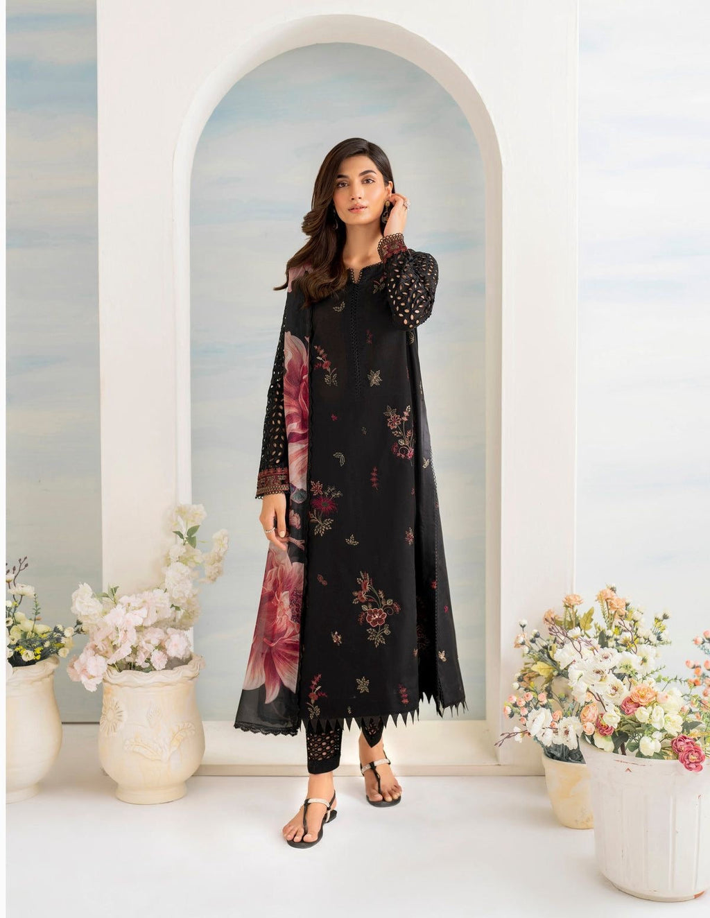 LIME LIGHT-DHANK EMBROIDERD UNSTICH 3pc(WA-498)