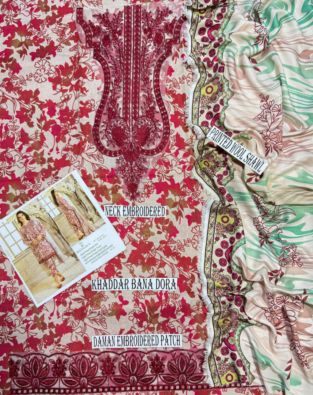 SHANAYA KHADDER UNSTICH 3pc(WA-799)