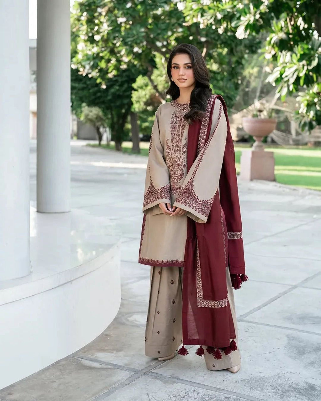 BAROUQE DHANK EMBROIDERD UNSTICH 3pc(WA-256)