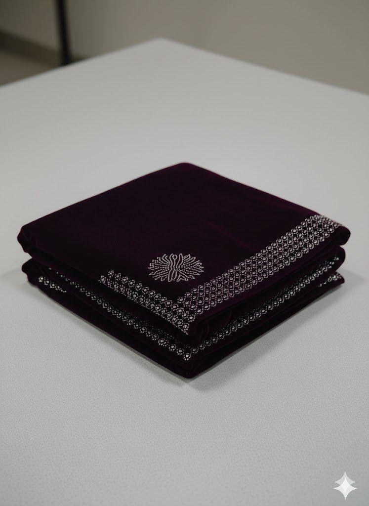 MICRO VALVET LADEIS SHAWL BEAUTIFUL STONE WORK PURPEL (WA-50)