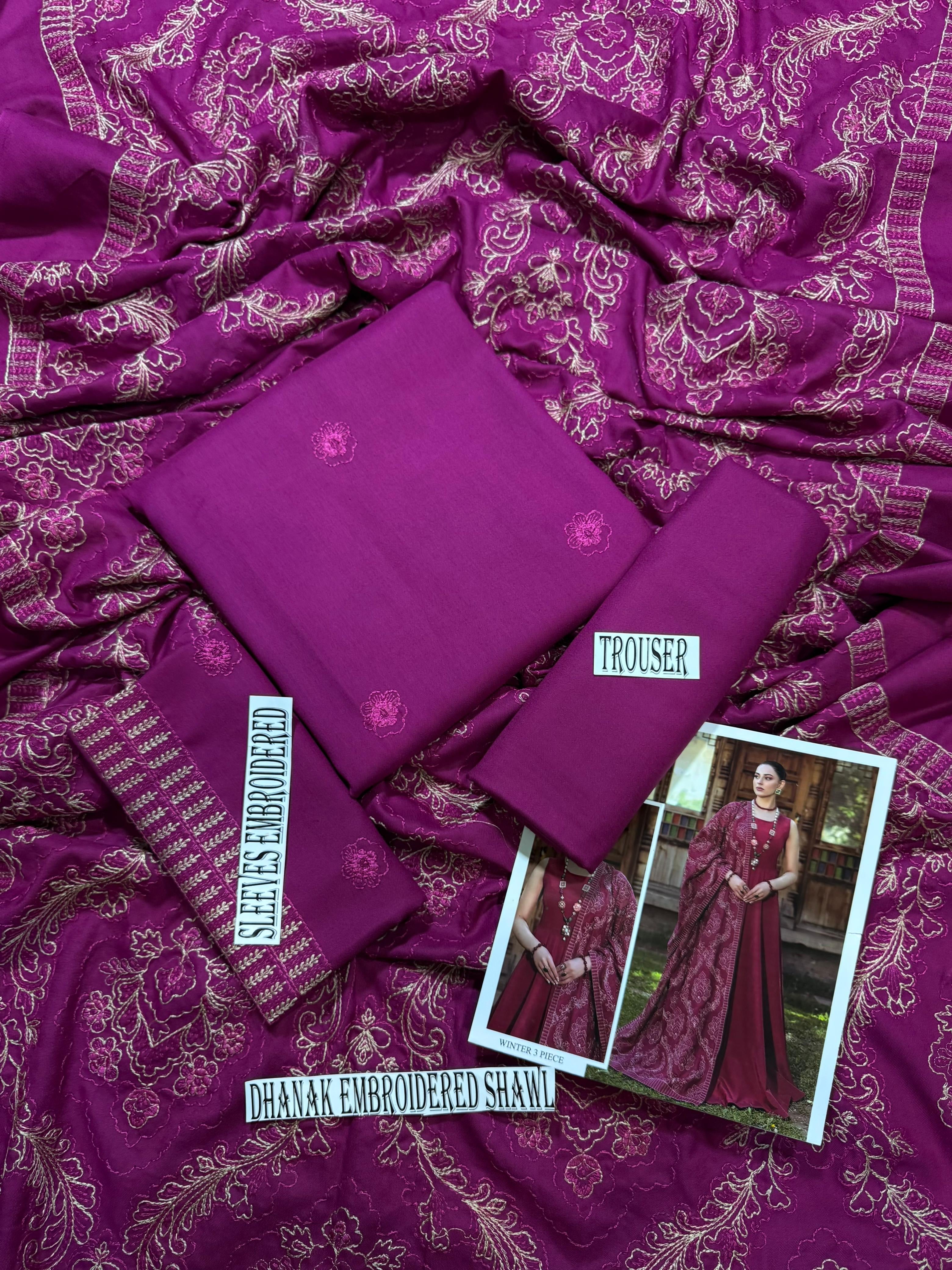 BAREEZE DHANK EMBROIDER UNSTICH 3pc(WA-890)