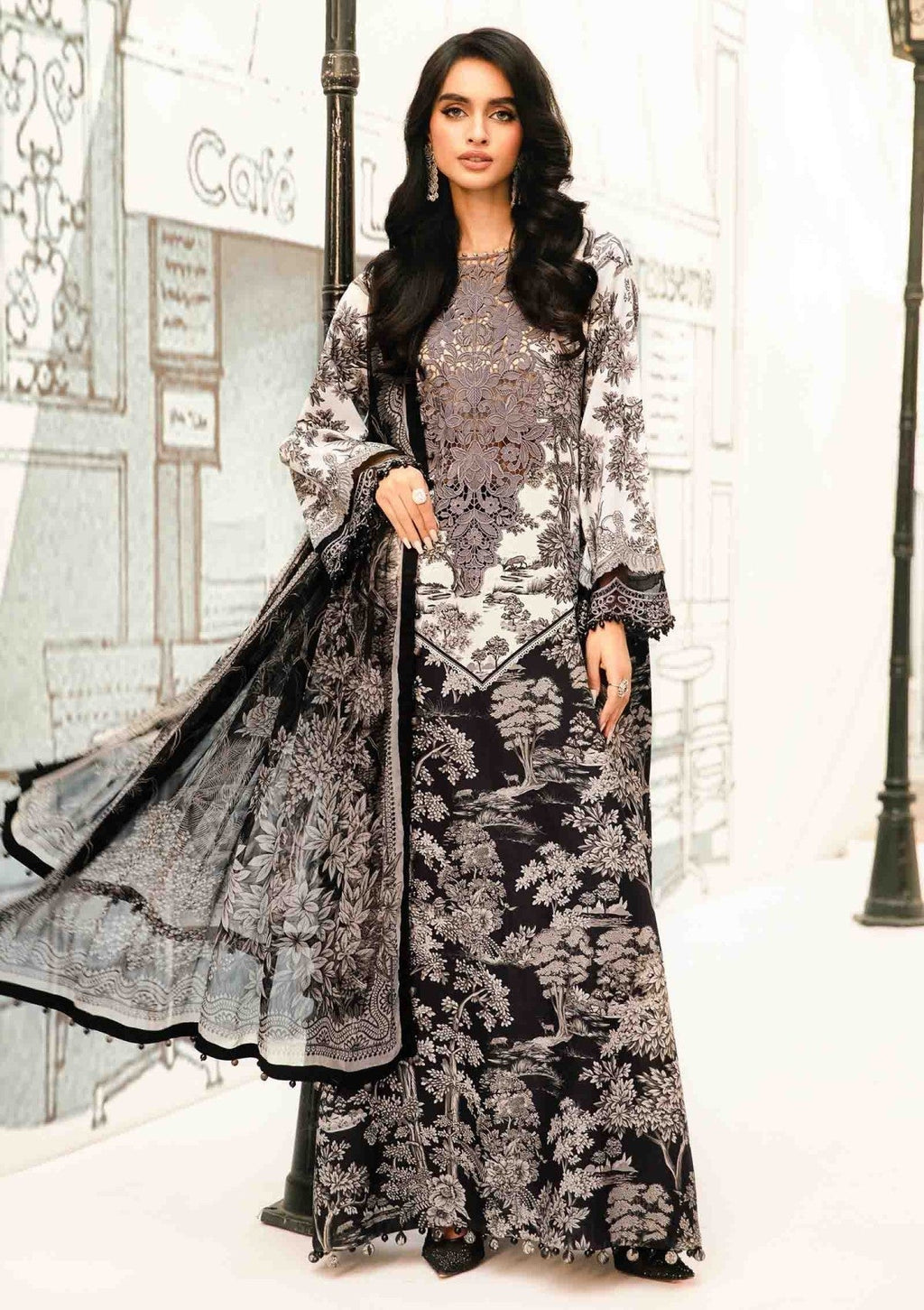 Maria B Swiss Lawn 3pc(6248)