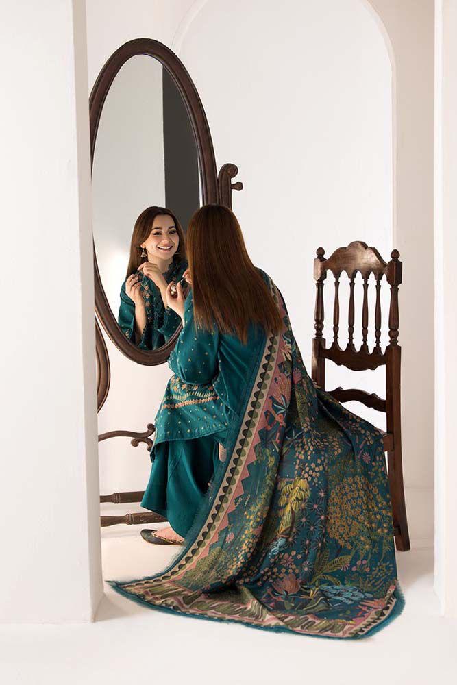 SOBIA NAZIR-DHANK EMBROIDERD UNSTICH 3pc(WA-675)