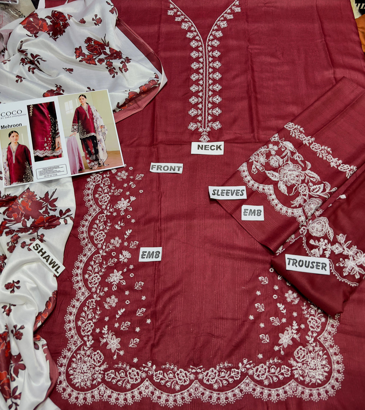 COCO BY ZARA SHAHJAHAN EMBROIDERD LAWN UNSTICHED 3PC (WA-430)