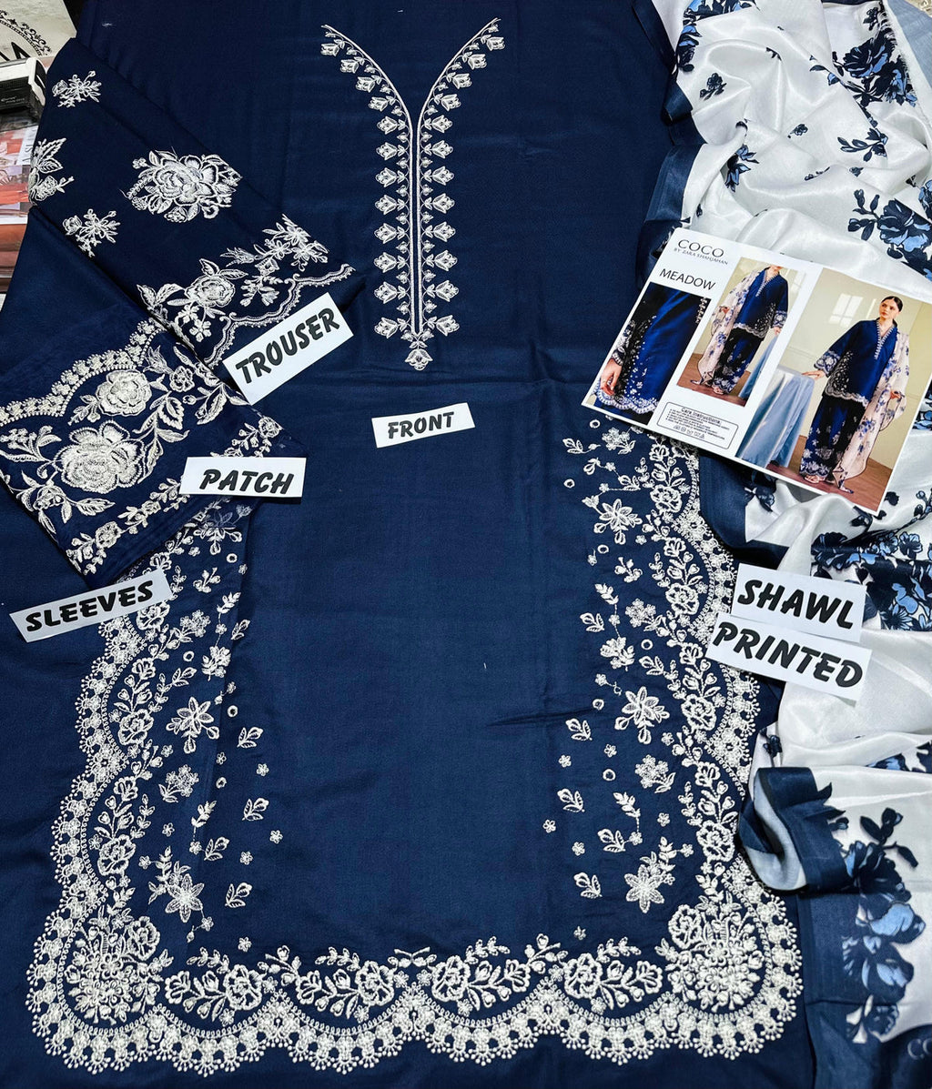 COCO BY ZARA SHAHJAHAN EMBROIDERD LAWN UNSTICHED 3PC (WA-940)