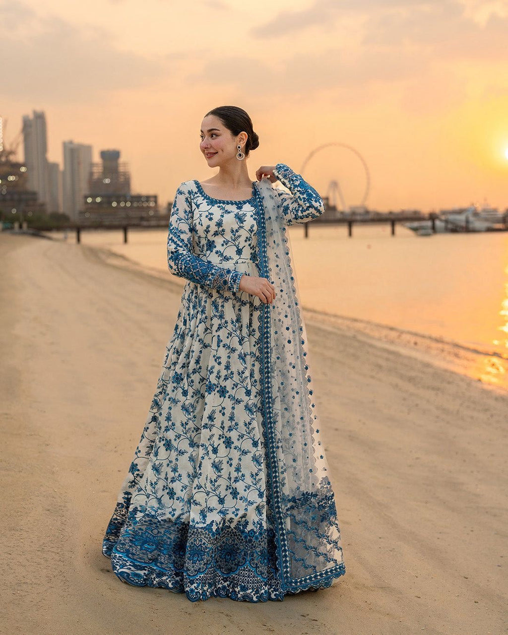 HANIYA AMIR EMBROIDERD UNSTICHED LAWN 3PC (WA-6821)