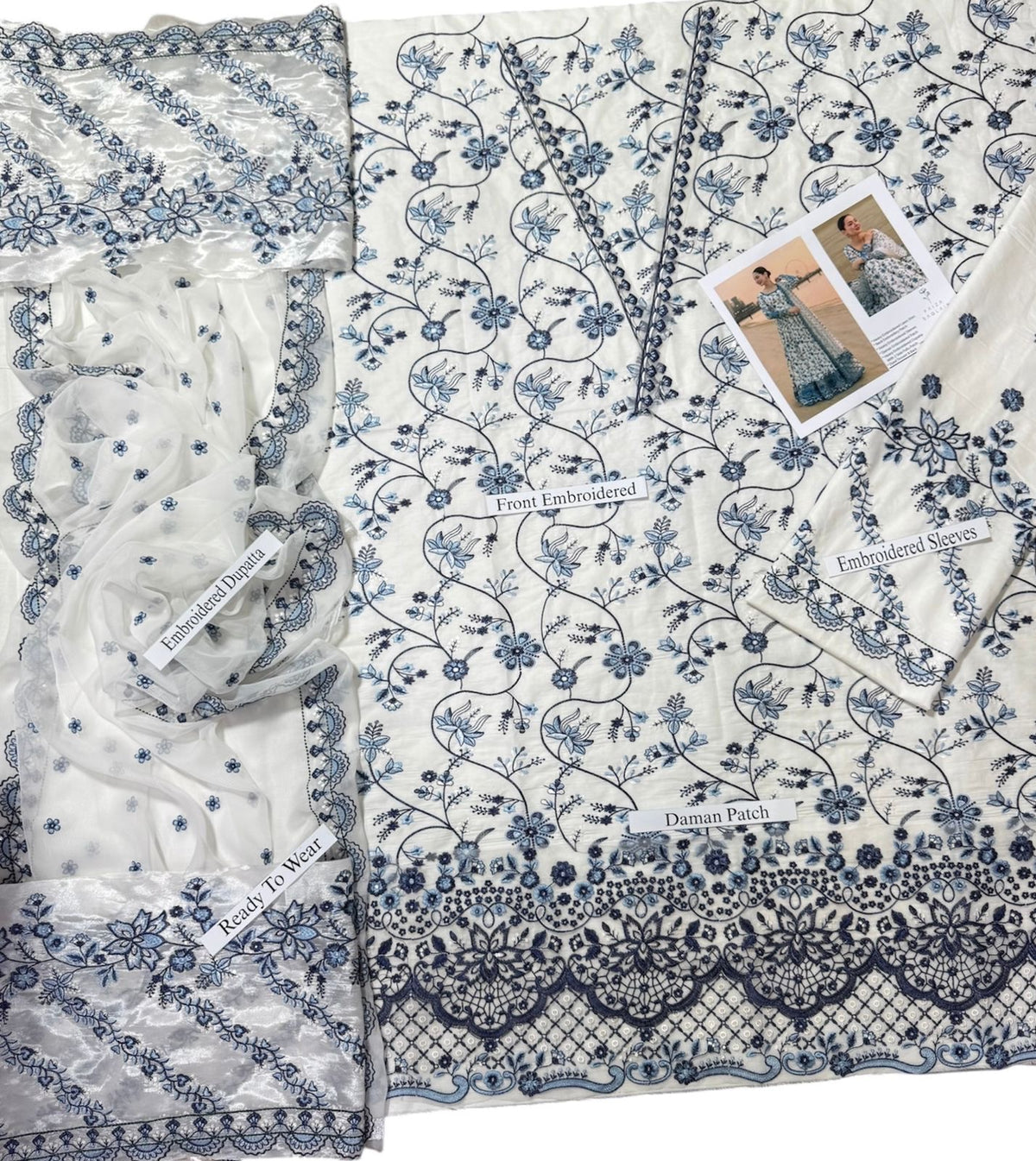 HANIYA AMIR EMBROIDERD UNSTICHED LAWN 3PC (WA-6821)